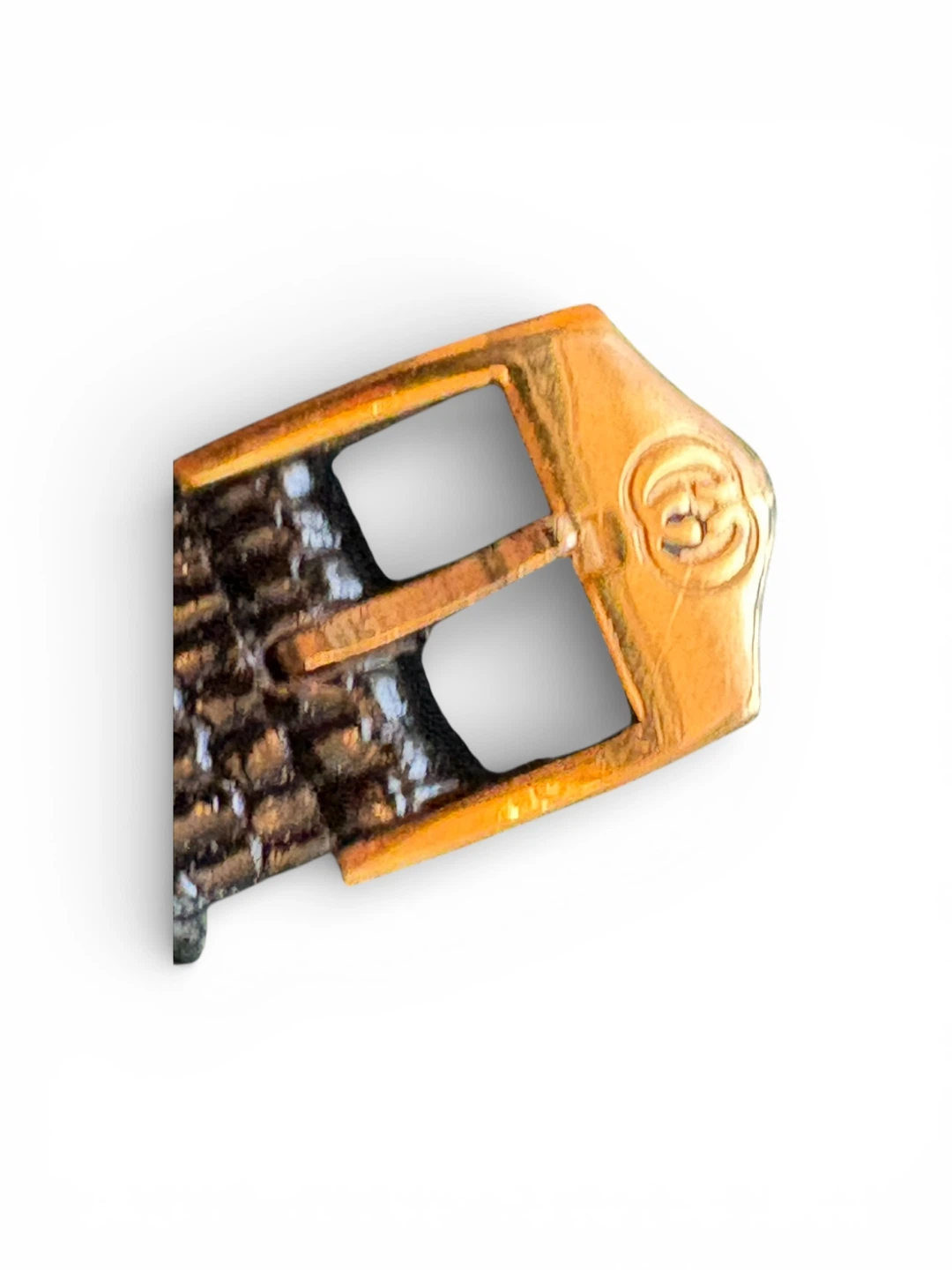 Vintage Gucci Gold-Tone Watch with Black Lizard Strap - photo 4