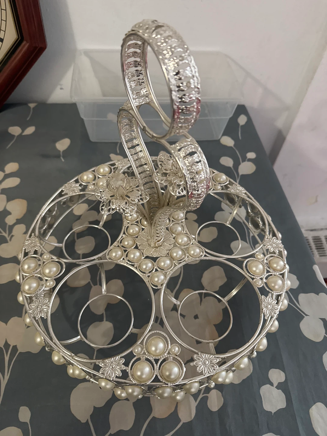 Silver Decorative Tray with Pearls - photo 2