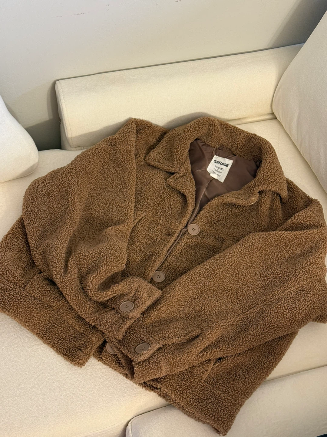 Garage Brown Teddy Jacket - Size XS/S