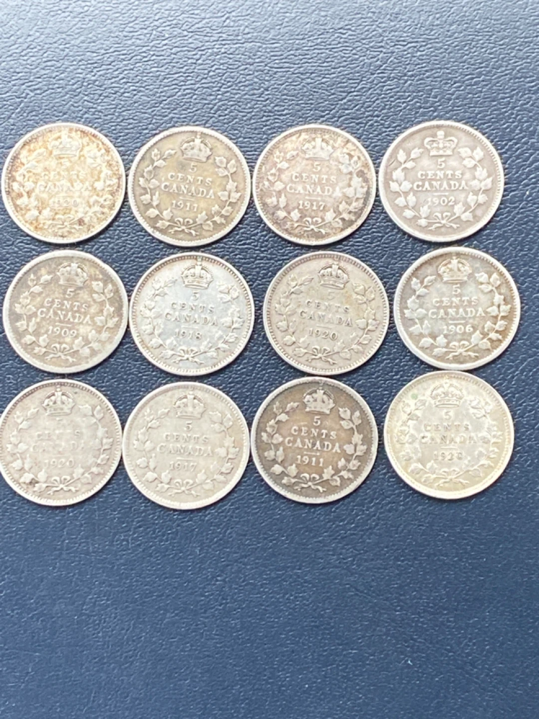 12 pieces Vintage Canadian Silver 5 Cent Coins - Lot of 12 - photo 3