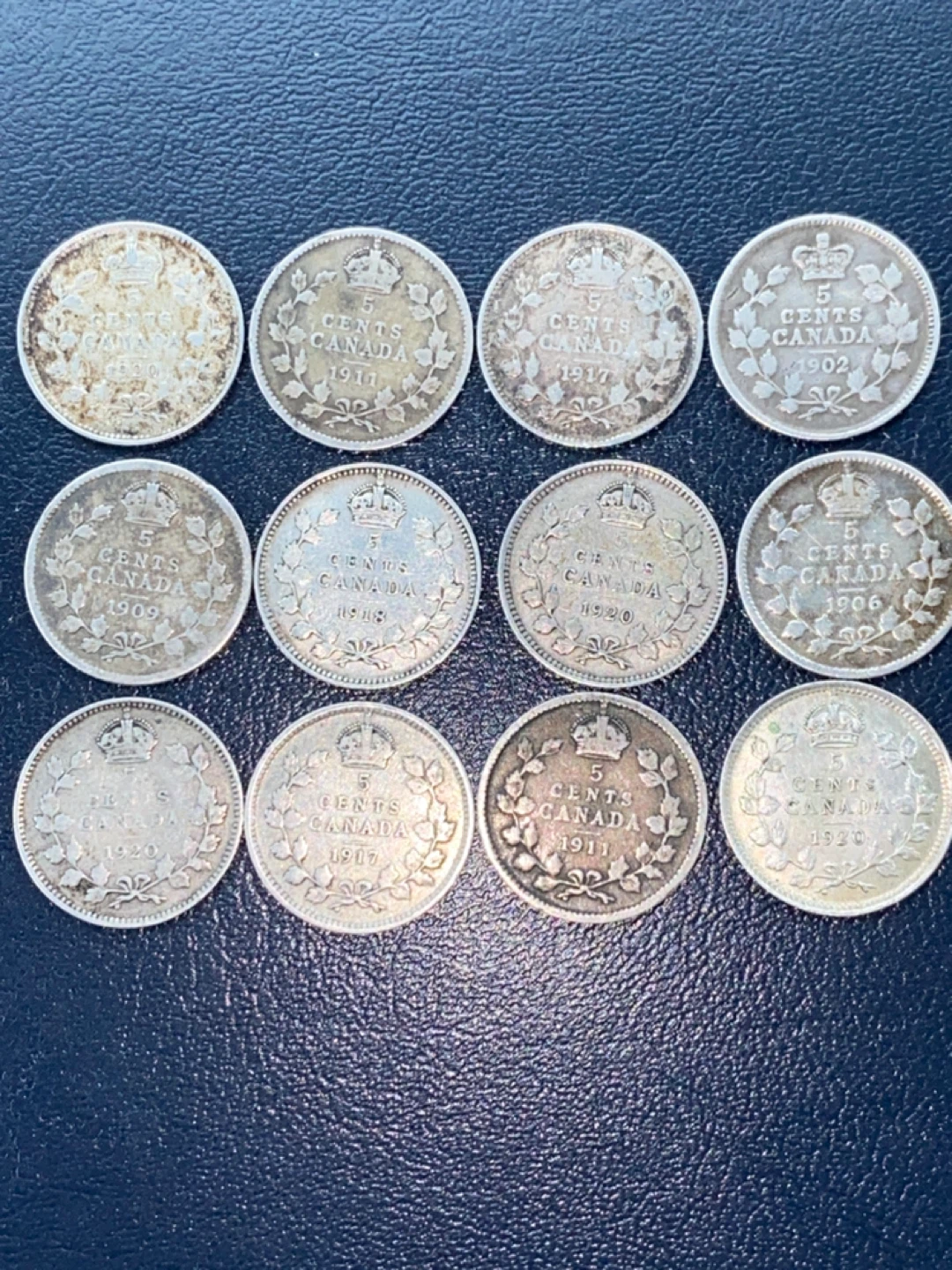 12 pieces Vintage Canadian Silver 5 Cent Coins - Lot of 12 - photo 2