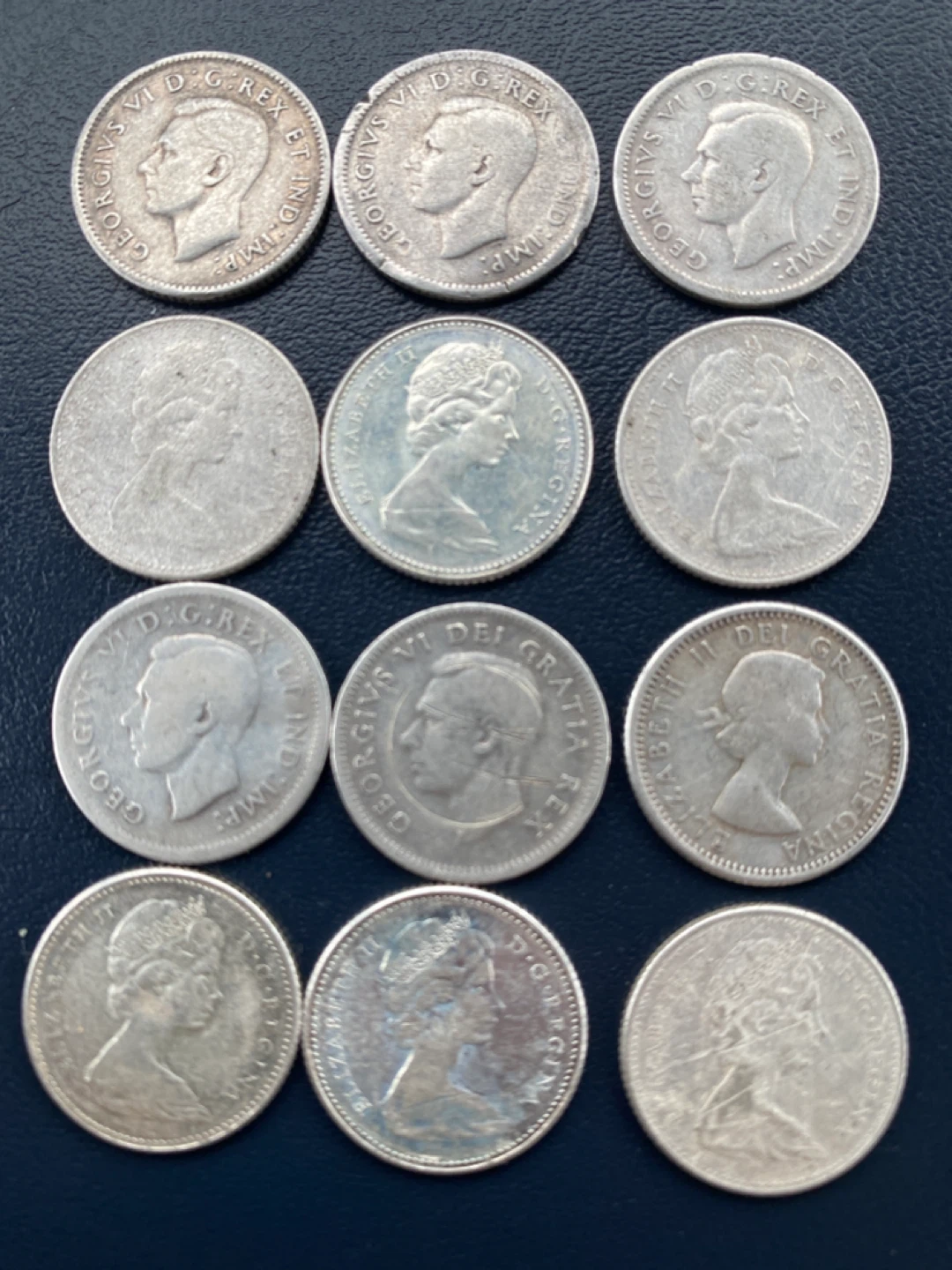 12 pieces Vintage Canadian 10 Cent silver  Coins - photo 5