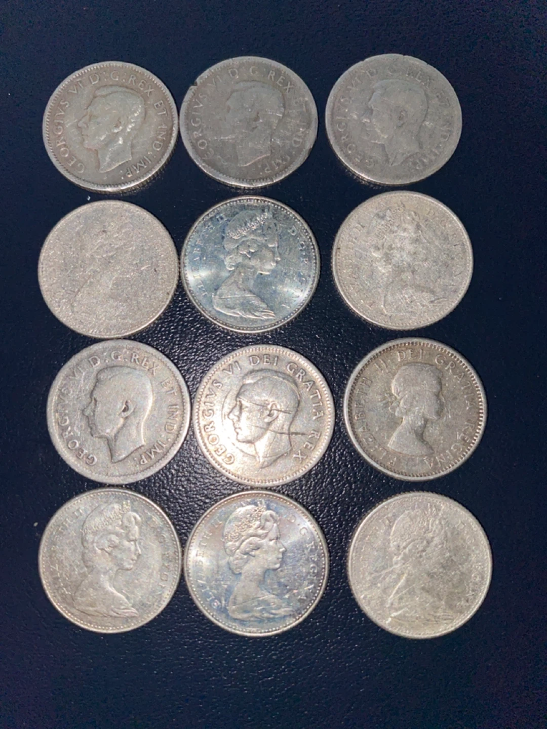 12 pieces Vintage Canadian 10 Cent silver  Coins - photo 4