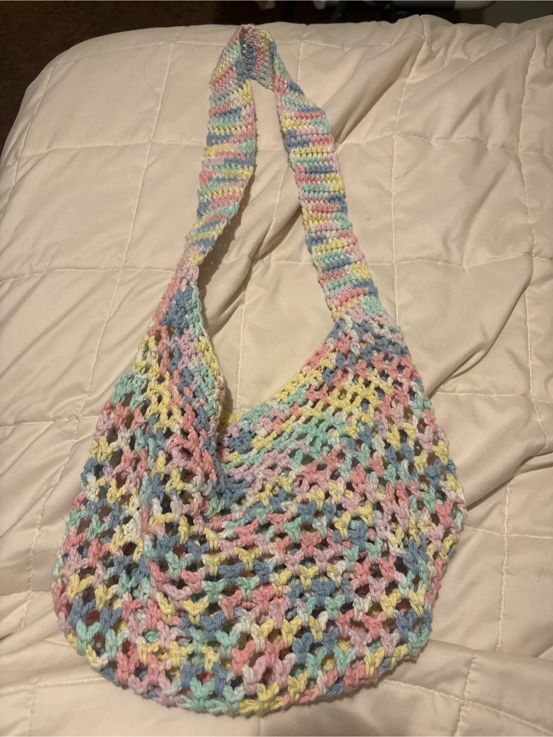 Handmade Crochet Pastel Tote Bag
