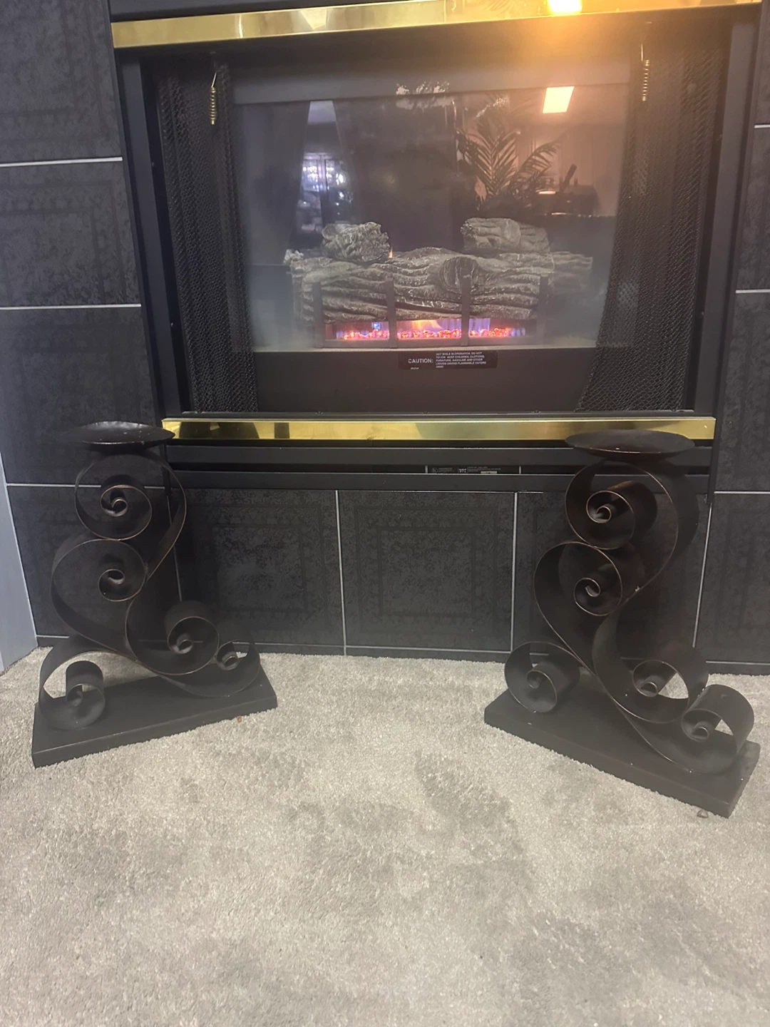 Pair of Decorative Metal Candle Holders - photo 3