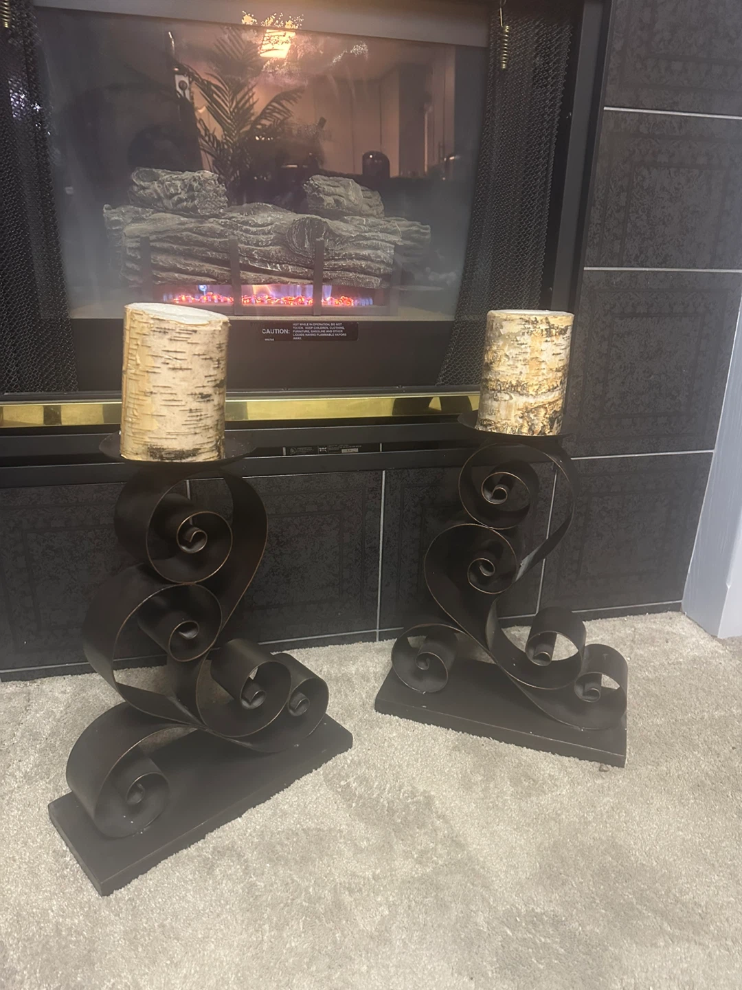 Pair of Decorative Metal Candle Holders