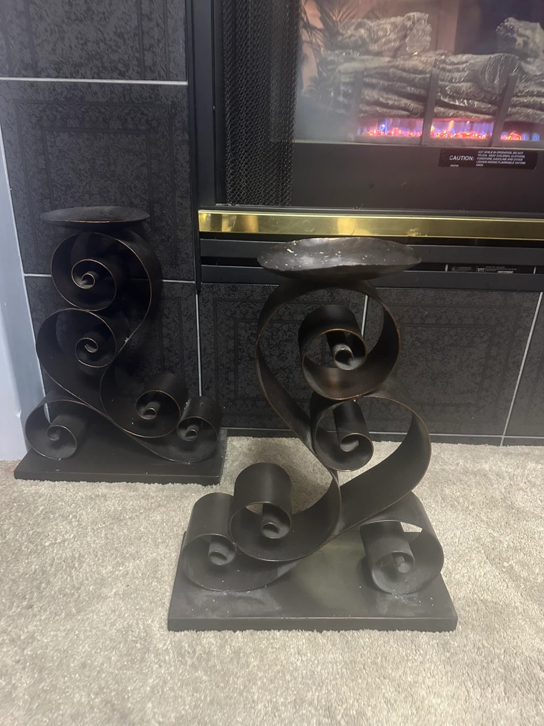 Pair of Decorative Metal Candle Holders - photo 4