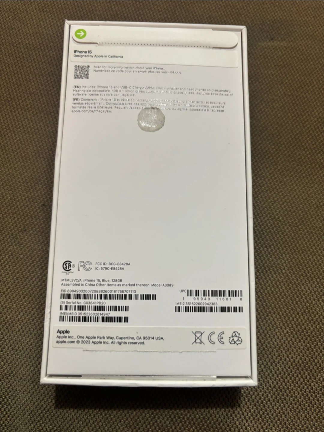 EMPTY BOX: Apple iPhone 15, 128GB - photo 2