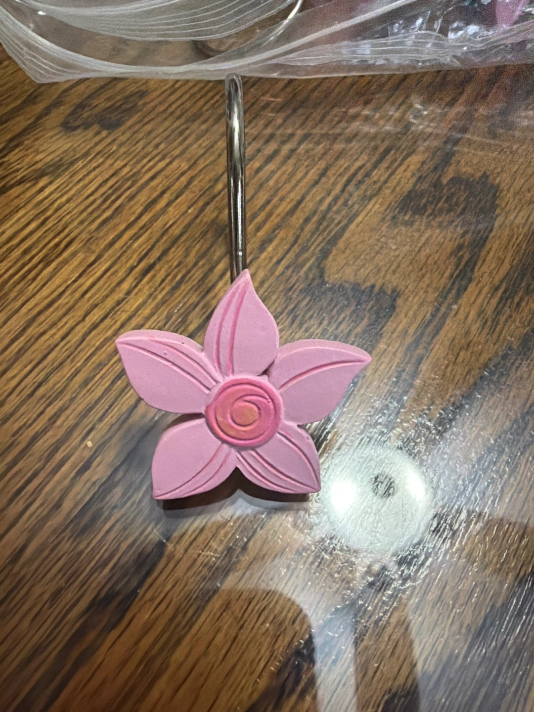 Pink Flower Shower Curtain Hooks (Set of 12)