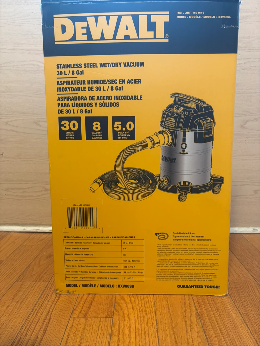 DeWalt 30L/8 Gal Stainless Steel Wet/Dry Vacuum - NEW