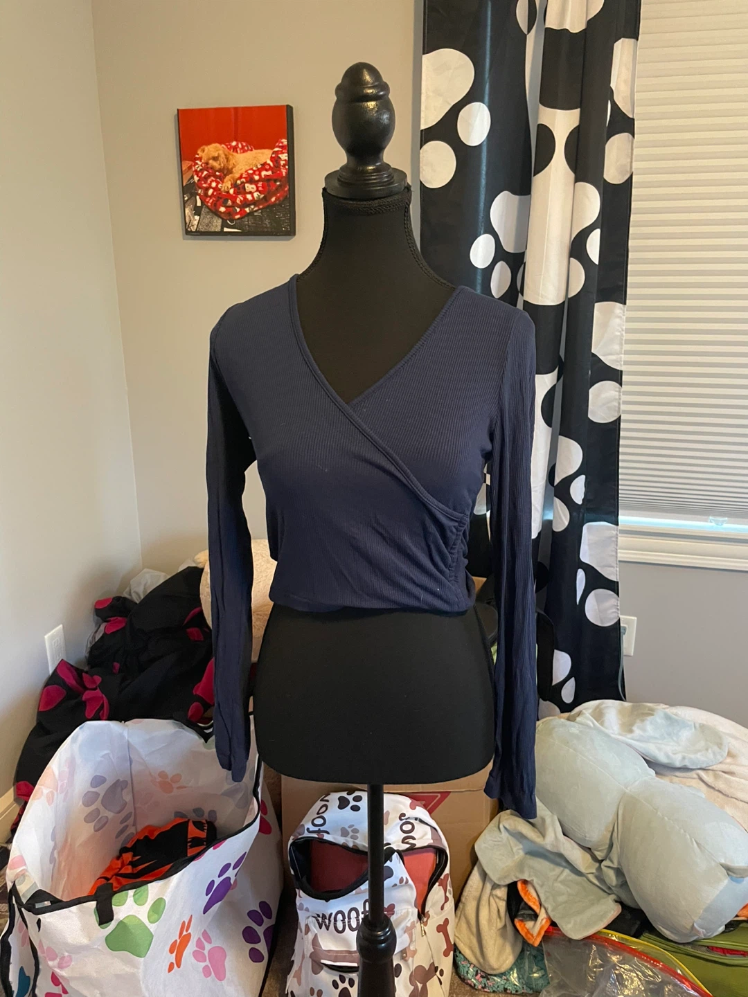 Shein Blue Ribbed Wrap Top - Size M - photo 4