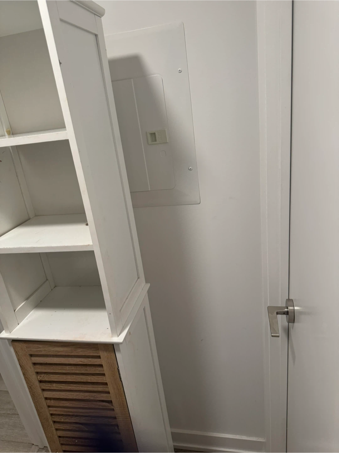 White Shelf Unit with Wood Door - photo 2