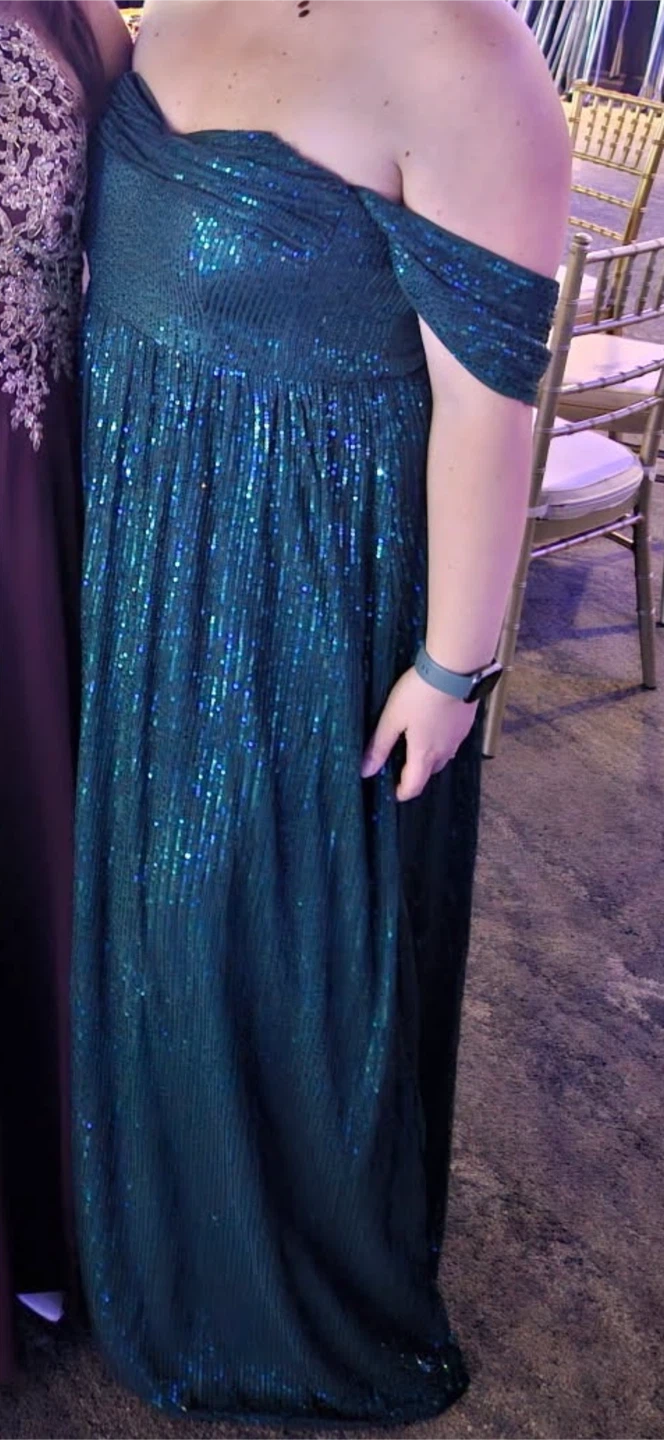 Emerald Green Sequin Maxi Dress XL - photo 2