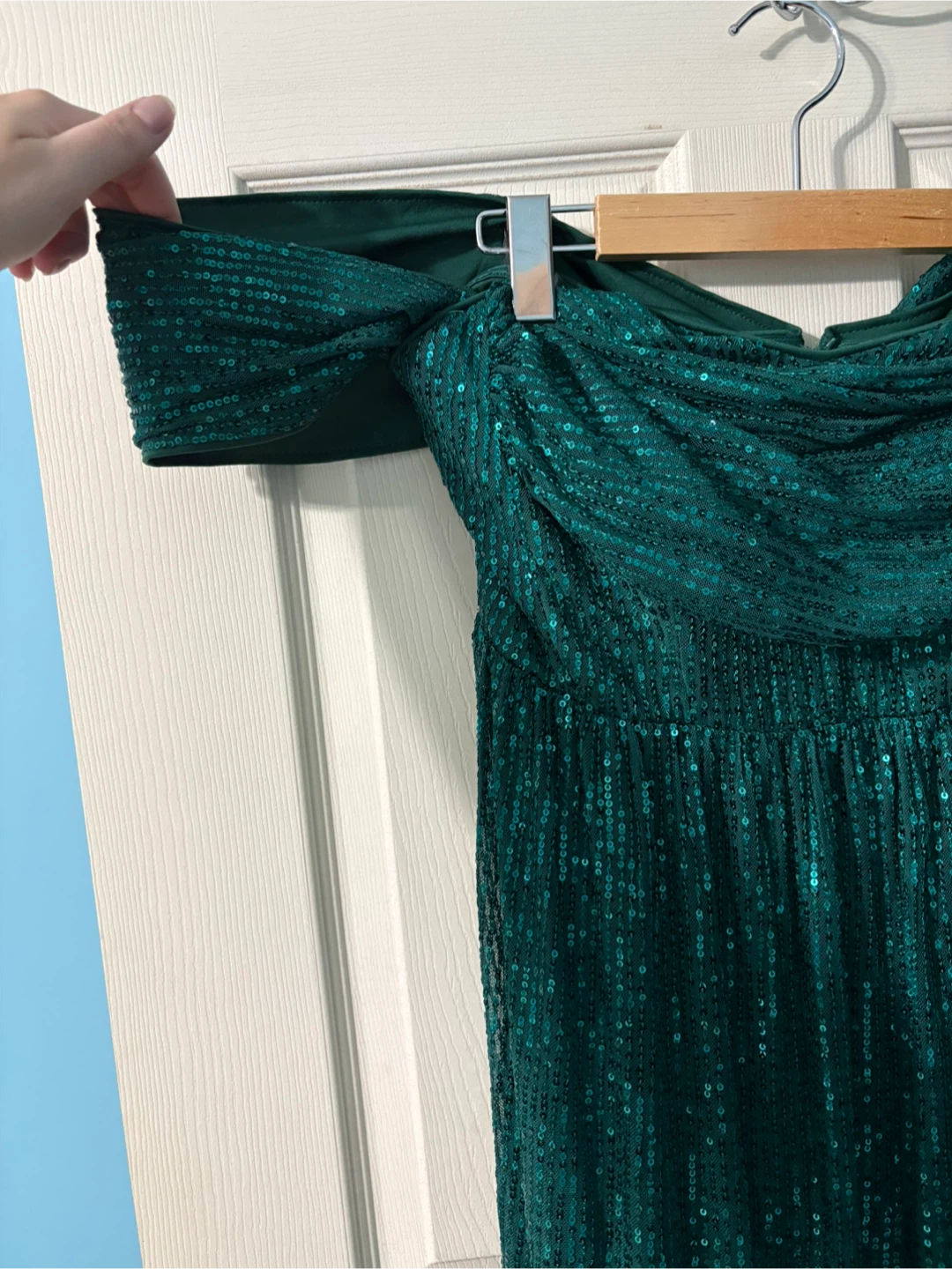 Emerald Green Sequin Maxi Dress XL - photo 4