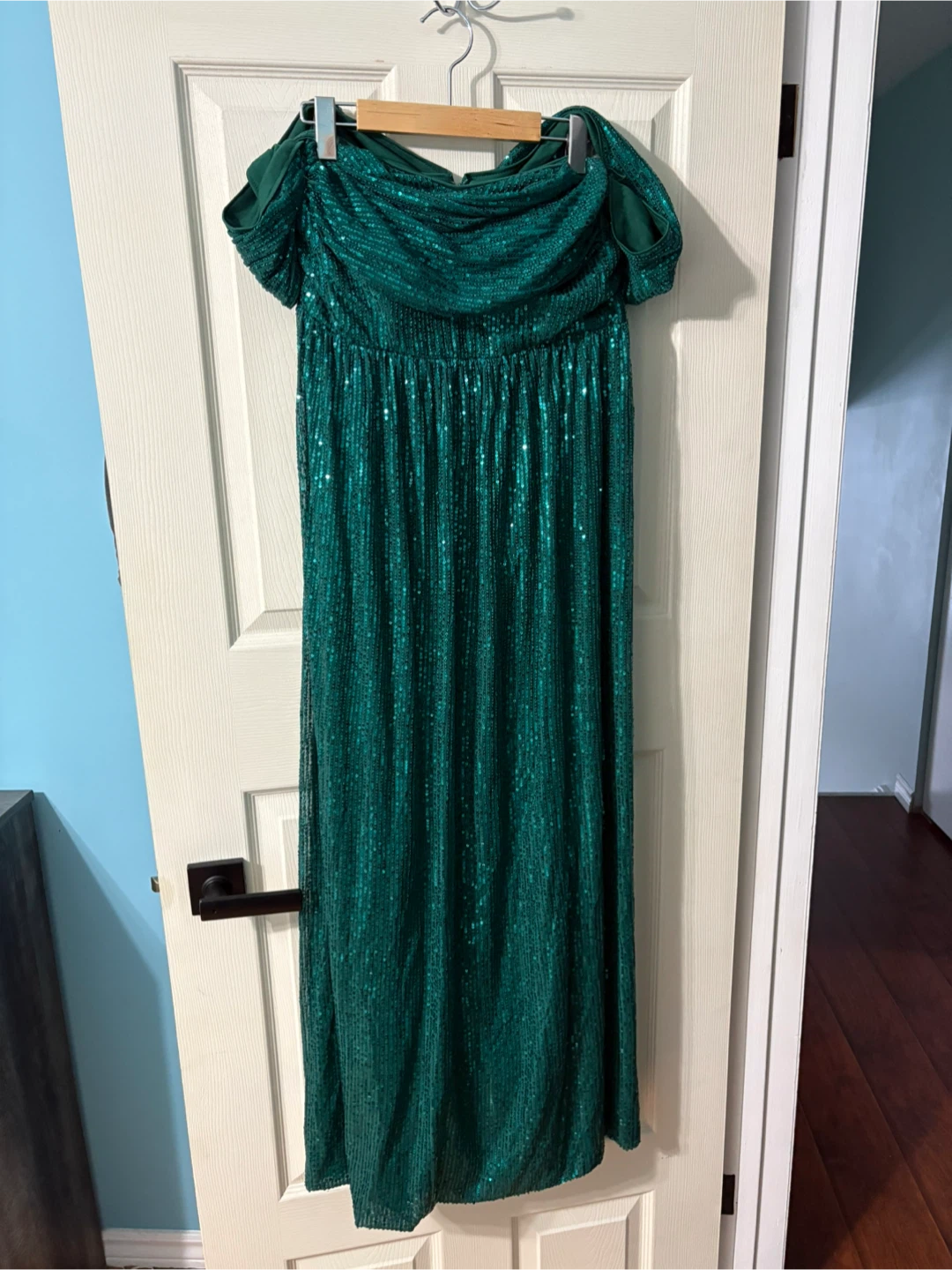 Emerald Green Sequin Maxi Dress XL
