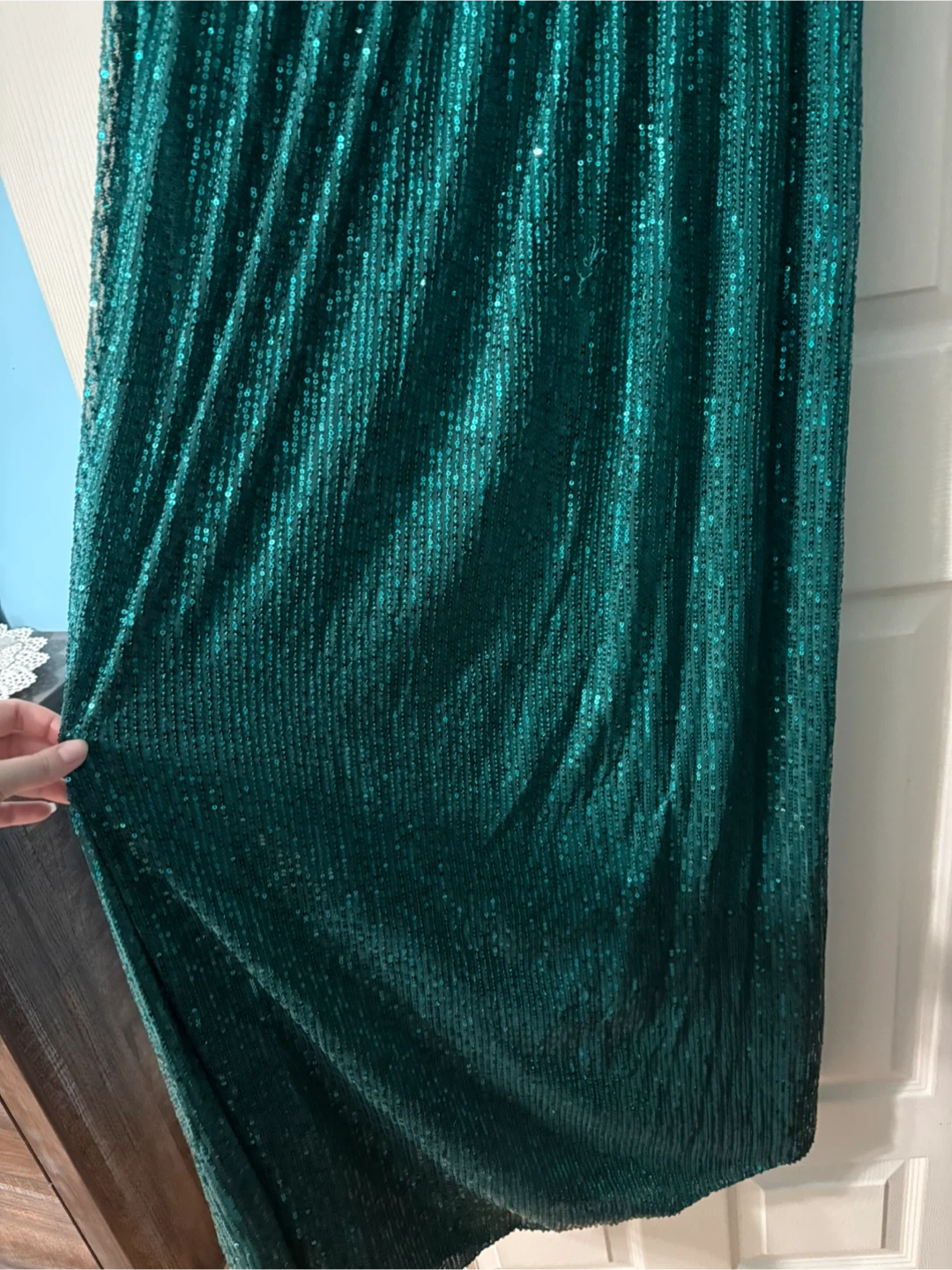 Emerald Green Sequin Maxi Dress XL - photo 5