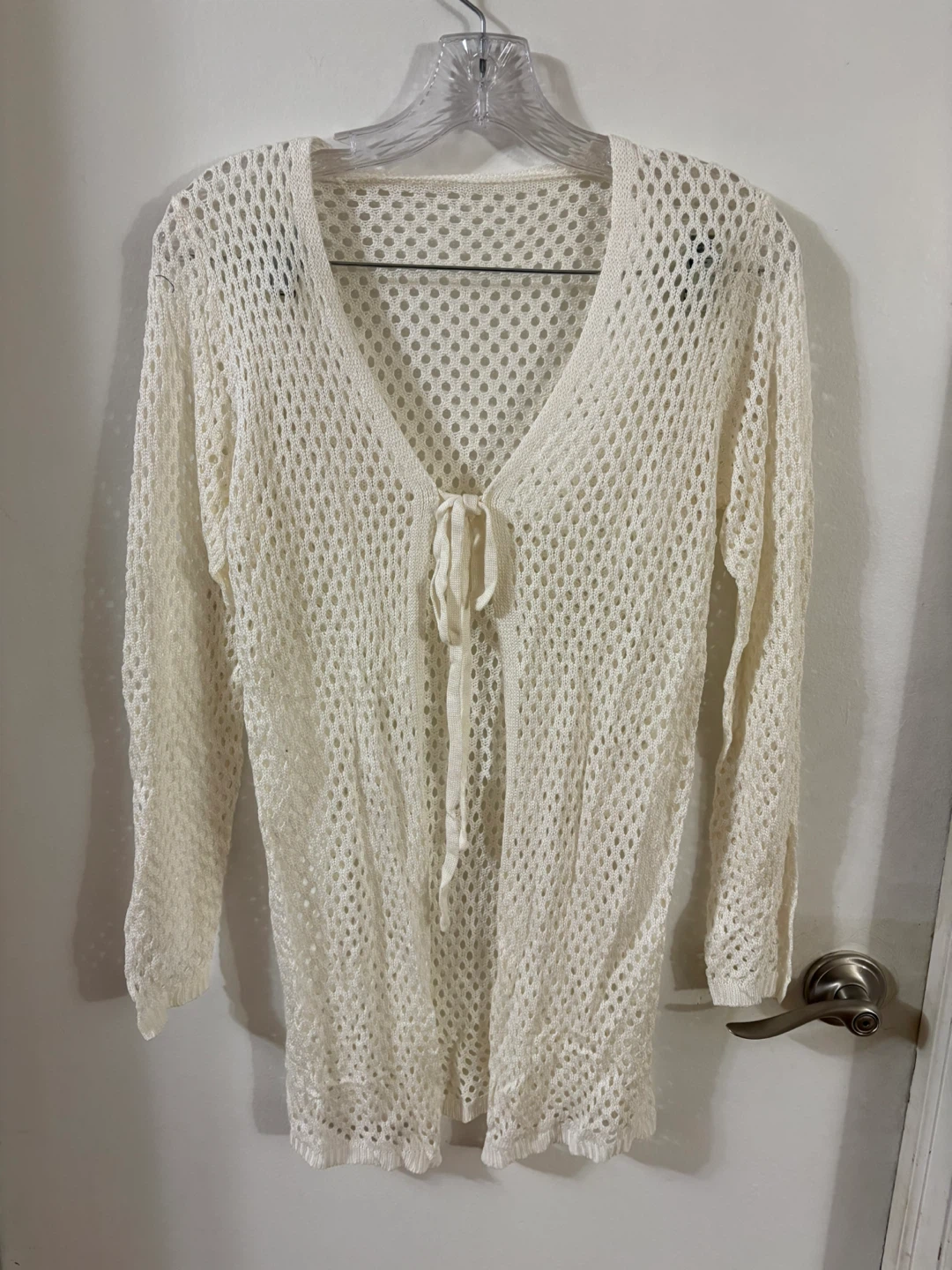 White Rayon Crochet Cover-Up - Size M - photo 2