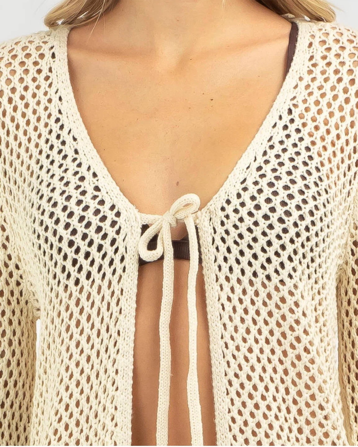 White Rayon Crochet Cover-Up - Size M