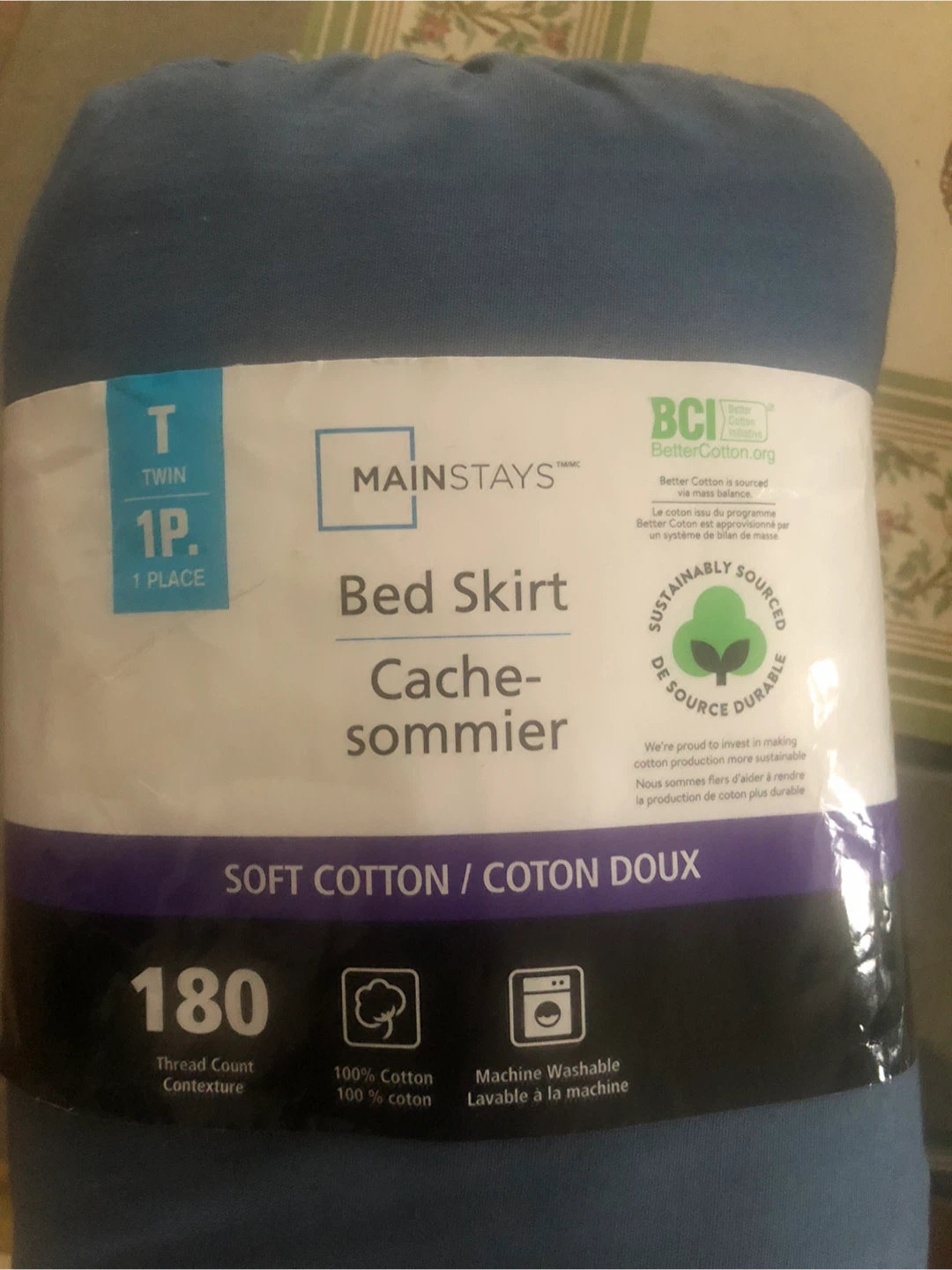 Mainstays Twin Bed Skirt - Blue - photo 2
