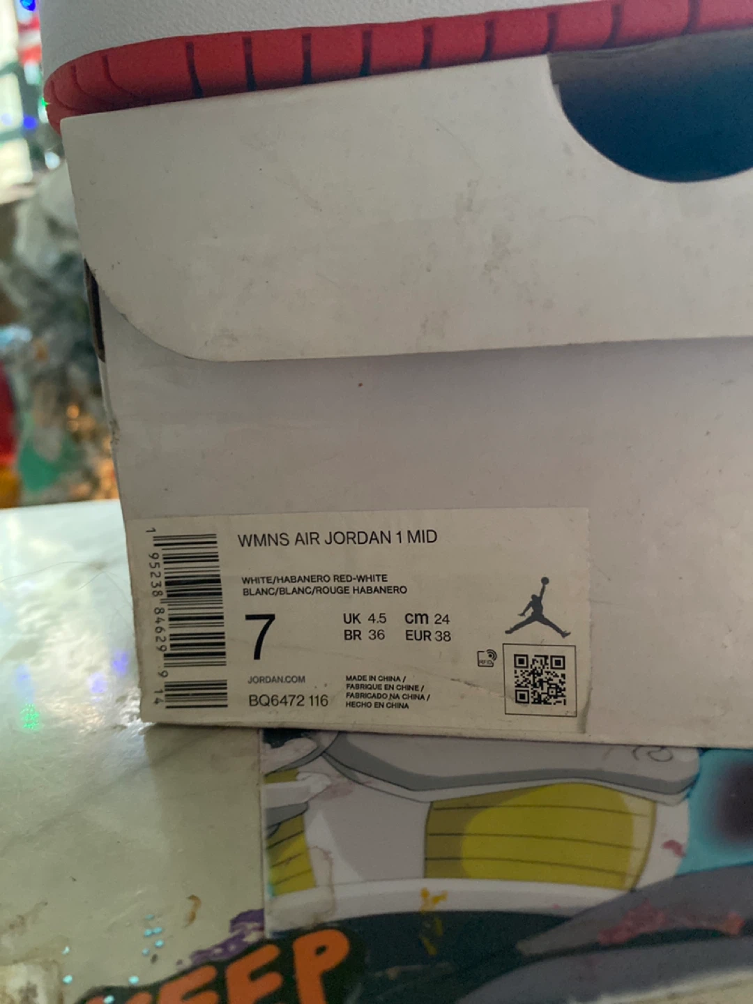 Air Jordan 1 Mid White/Habanero Red - Women's Size 7