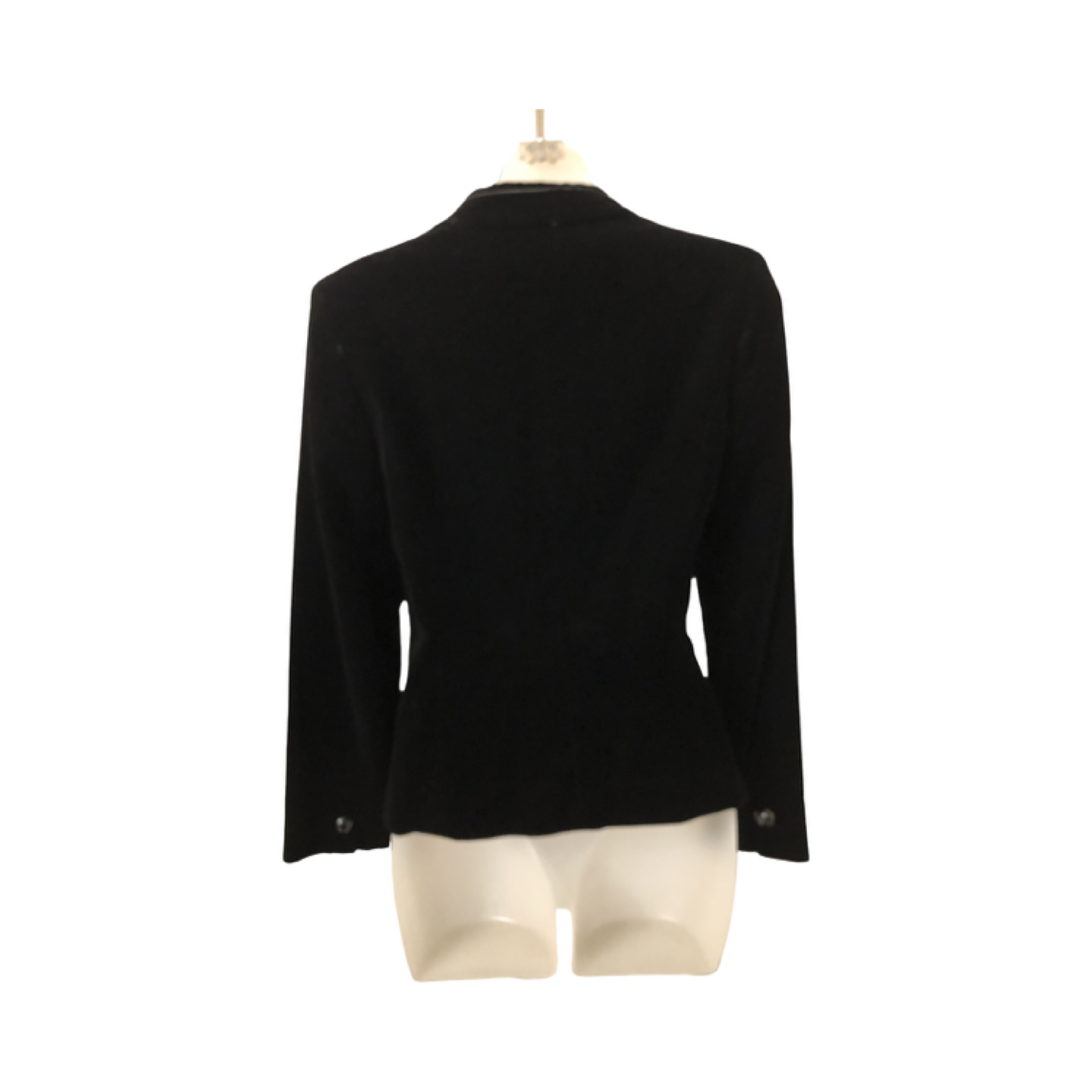 Tailored Black Velvet Blazer with Satin Piping Trim - photo 4