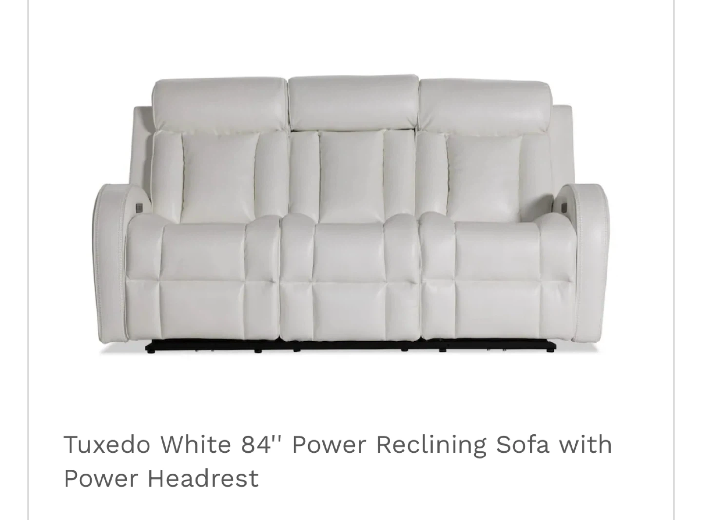 Tuxedo White 84" Power Reclining Sofa - photo 2