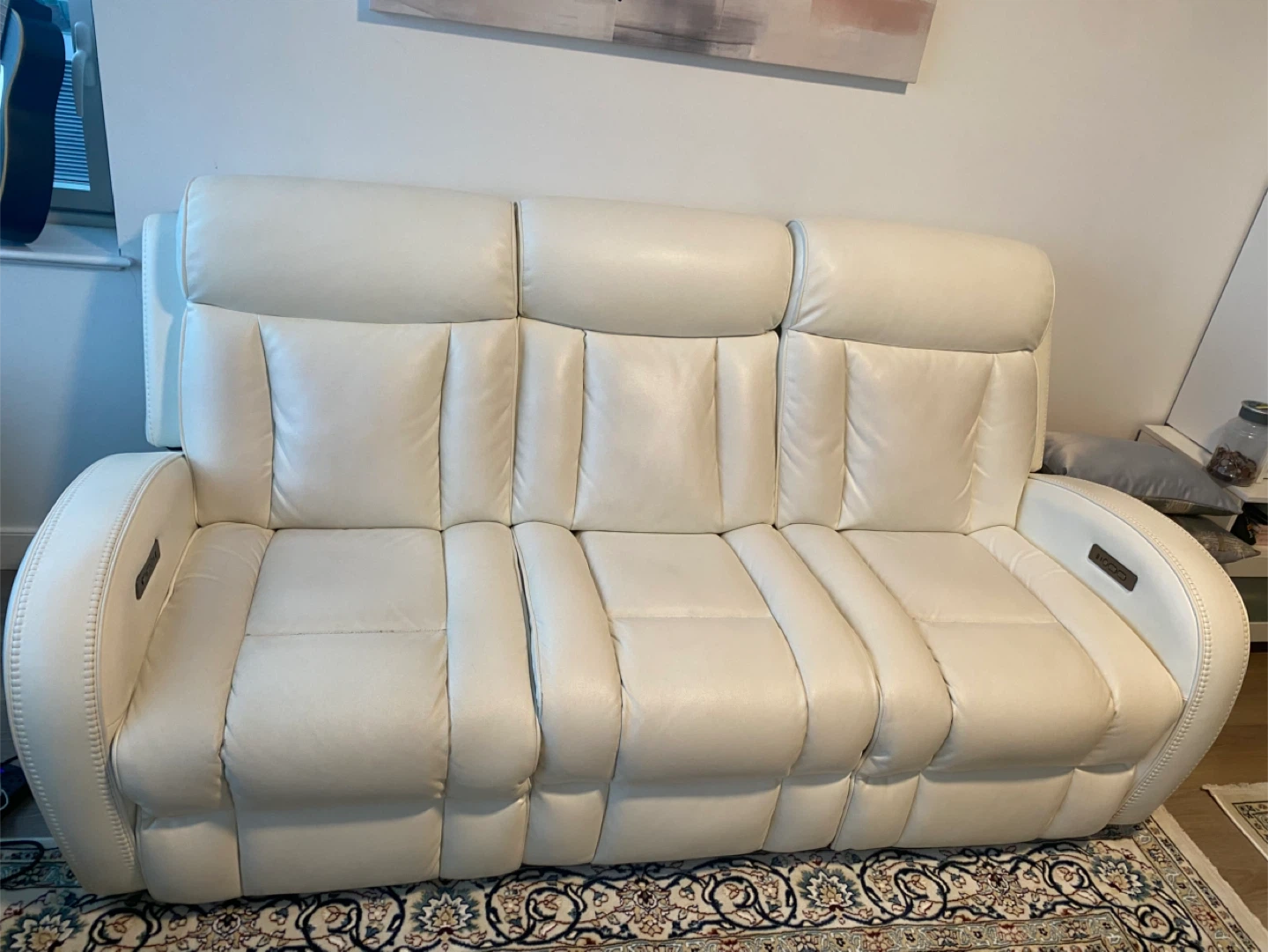 Tuxedo White 84" Power Reclining Sofa
