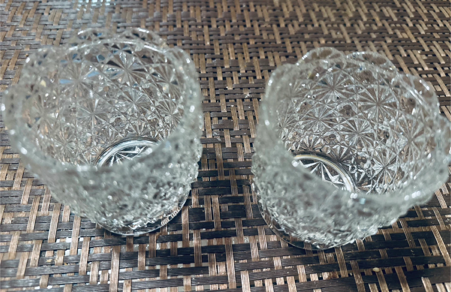 Set of 2 Vintage Clear Glass Toothpicks or Candles Holders - photo 2