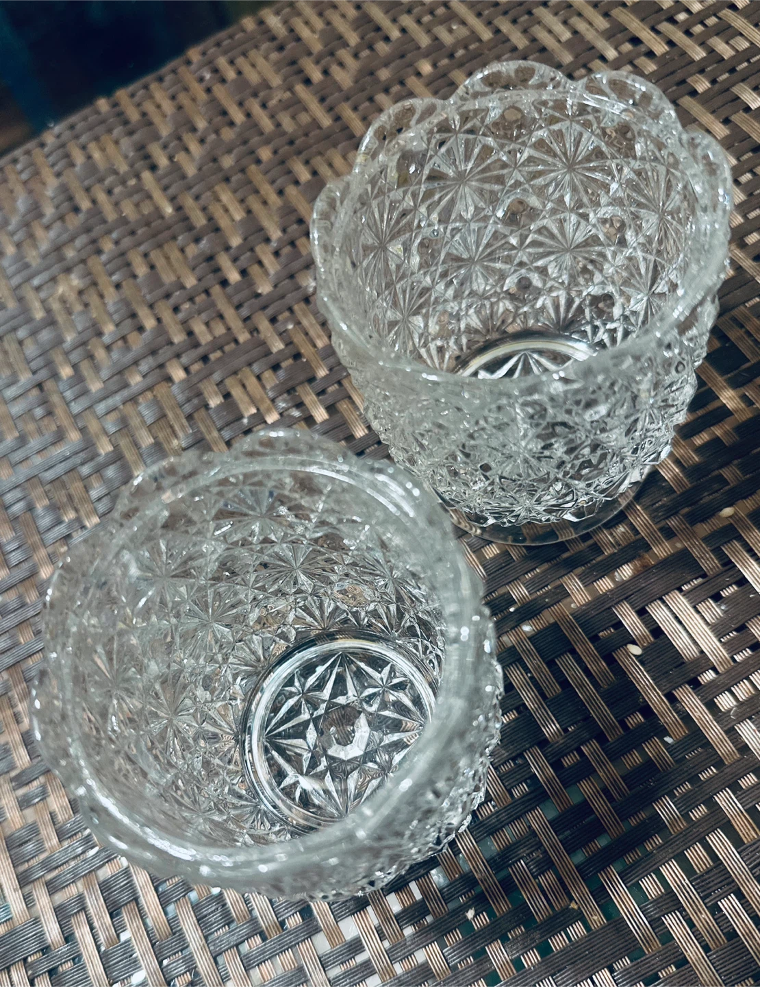 Set of 2 Vintage Clear Glass Toothpicks or Candles Holders - photo 3