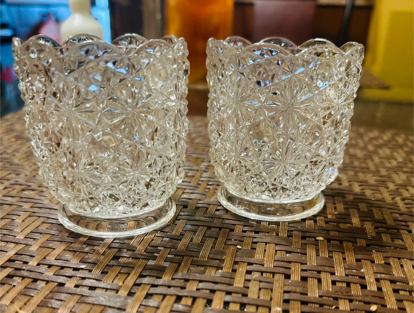 Set of 2 Vintage Clear Glass Toothpicks or Candles Holders - photo 5