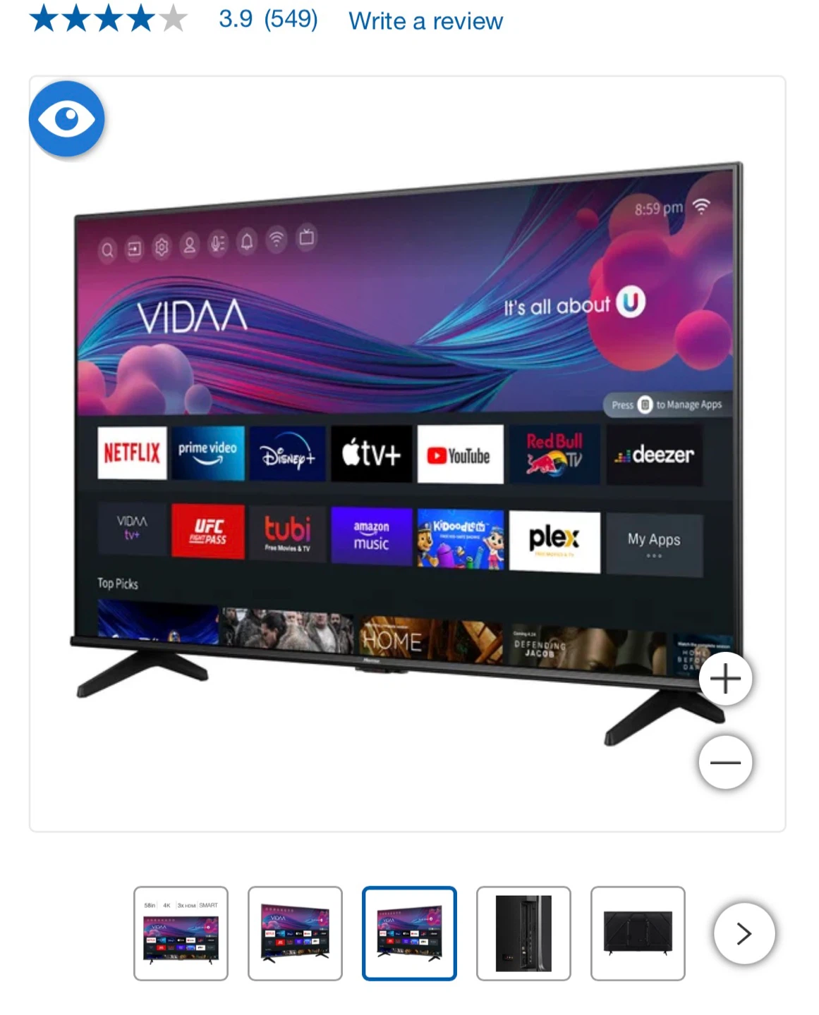 Hisense 58" 4K UHD LED TV - A6KV Series