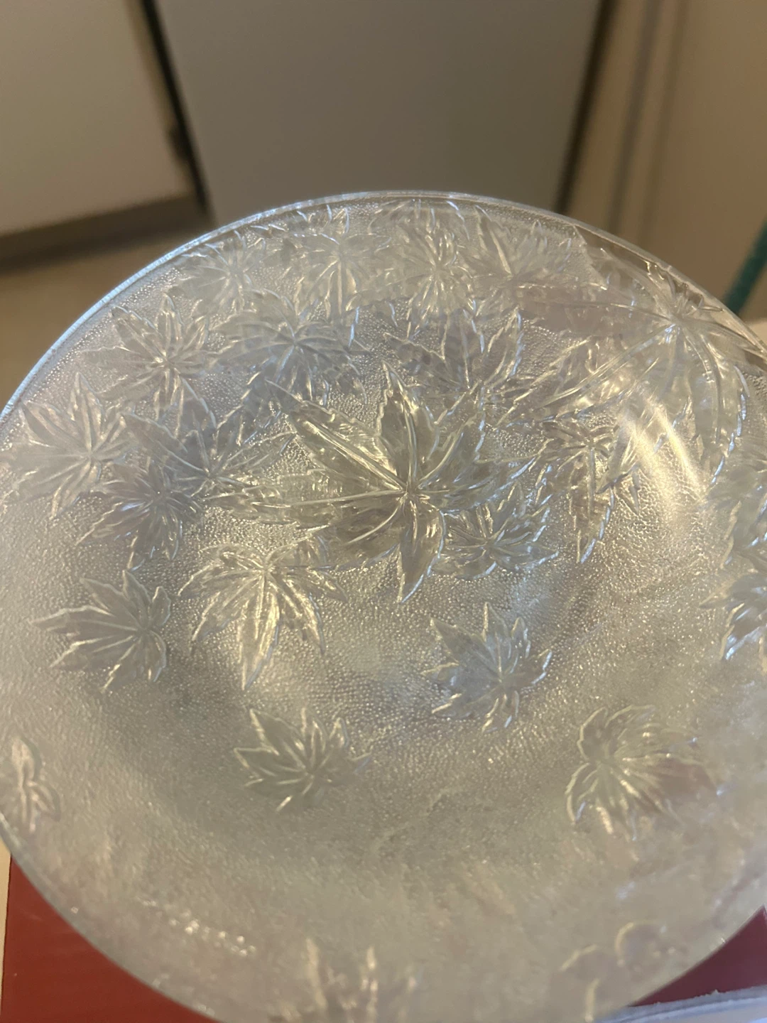 Glass Plate with Maple Leaf Design