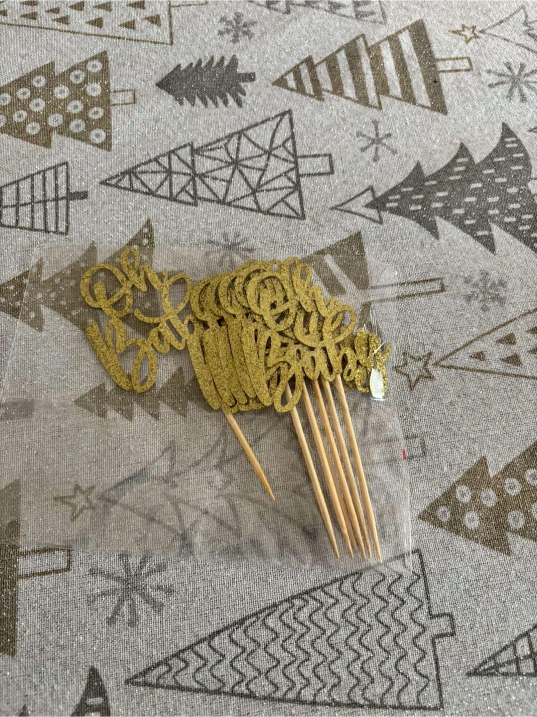 Oh Baby Cake Topper - Gold Glitter - photo 2