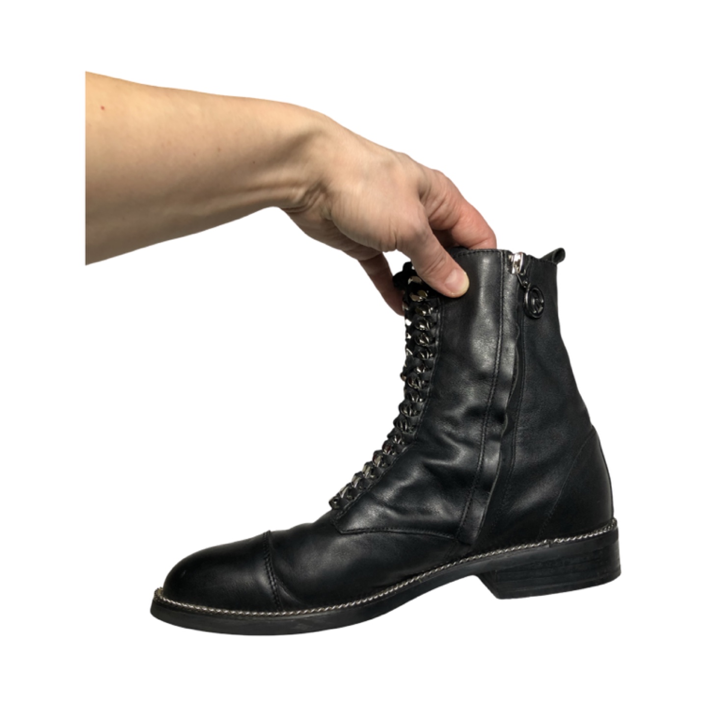 Browns Wishbone Black Leather Chain Detail Ankle Boots - photo 4