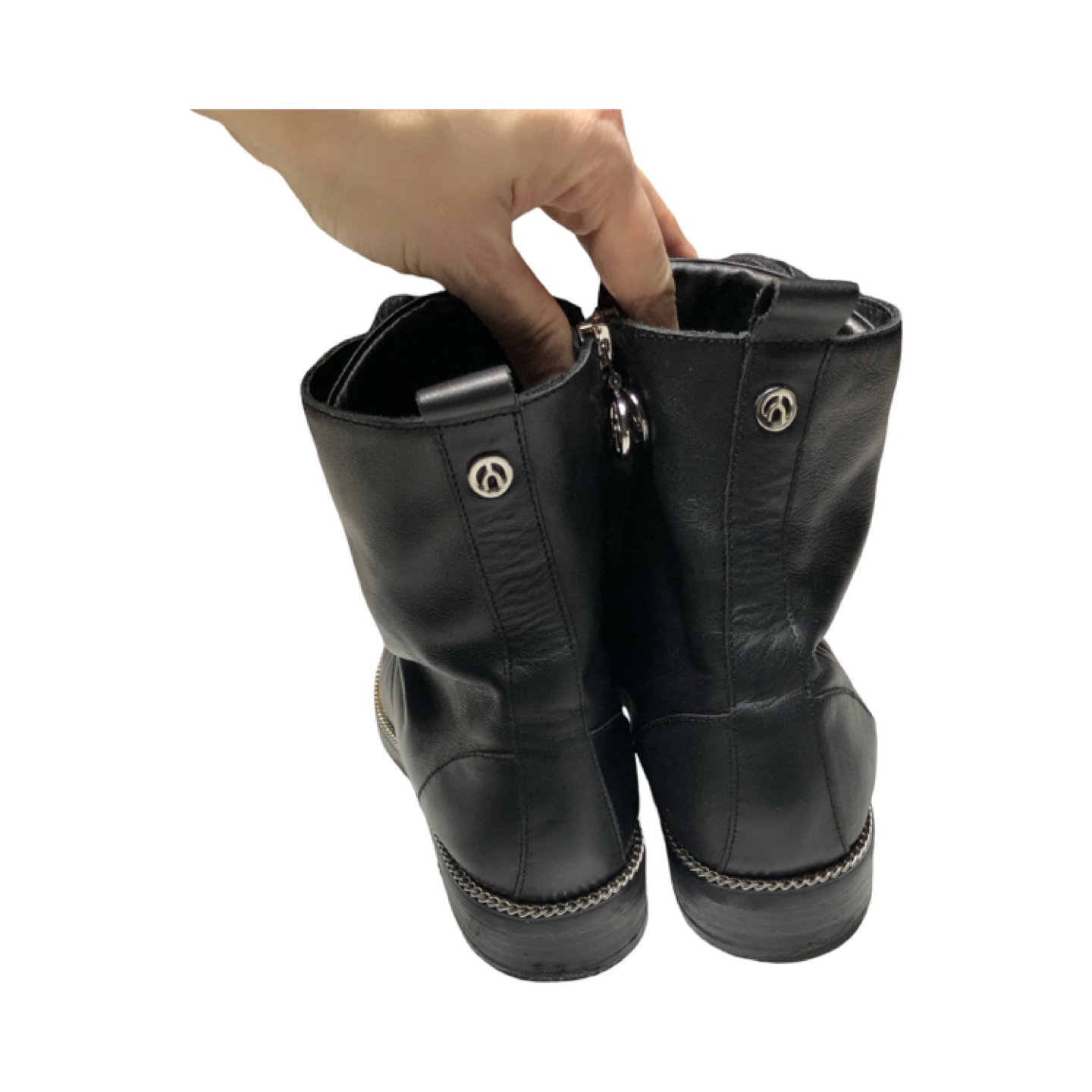Browns Wishbone Black Leather Chain Detail Ankle Boots - photo 3