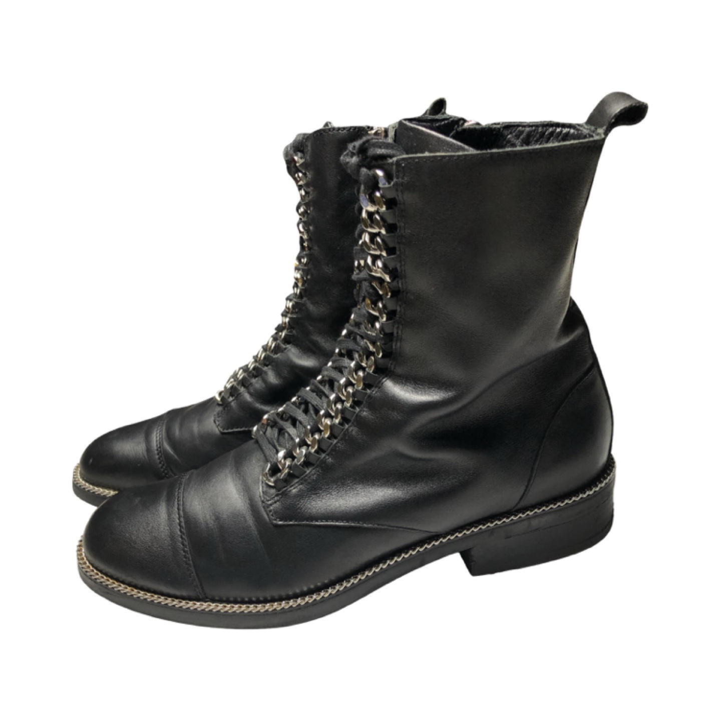 Browns Wishbone Black Leather Chain Detail Ankle Boots - photo 5