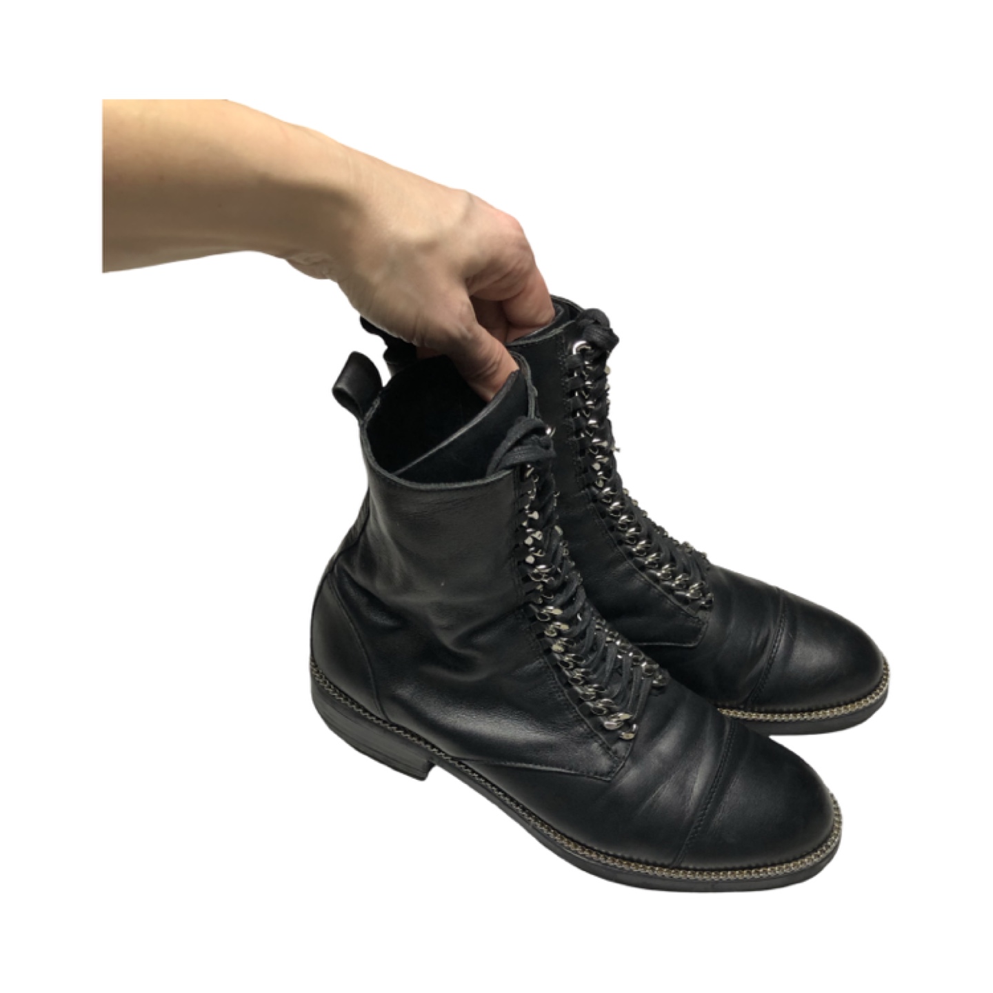 Browns Wishbone Black Leather Chain Detail Ankle Boots - photo 2