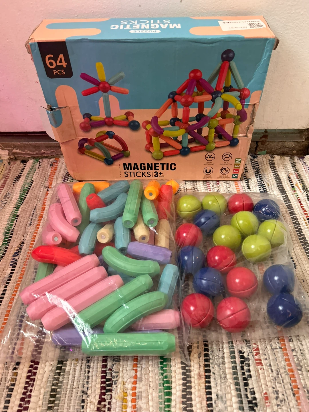 Magnetic sticks 64 pieces