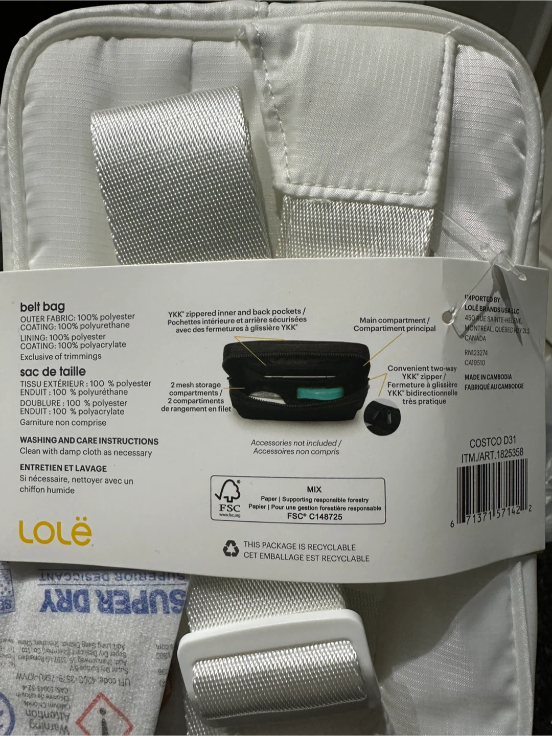 🆕 Lolë Handwarmer Belt Bag - White - photo 3