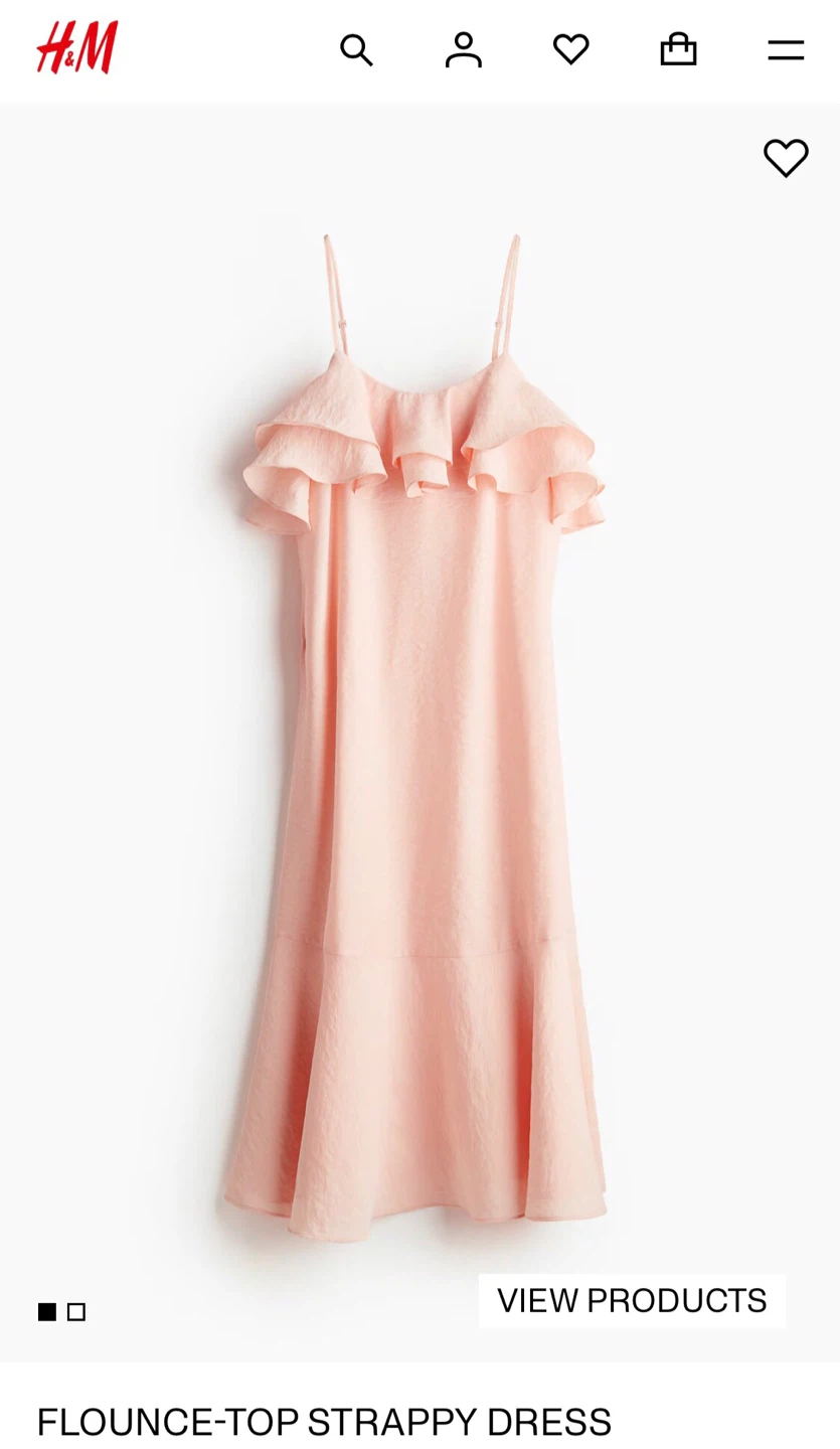 H&M Flounce-Top Strappy Dress - Peach