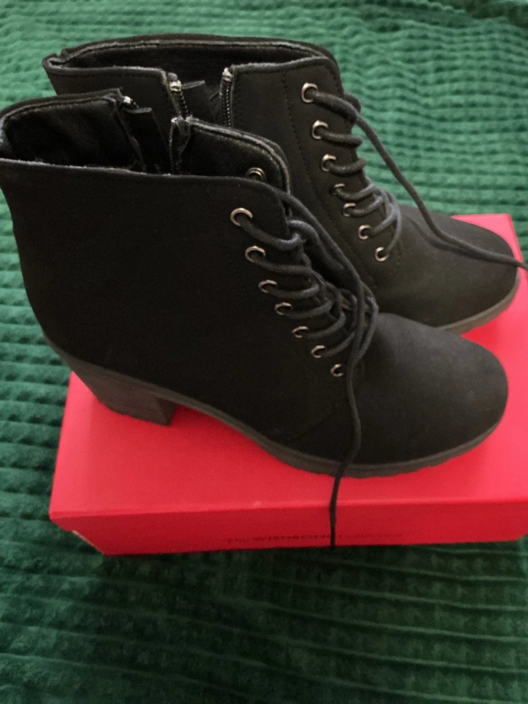 Black Lace-Up Ankle Boots, Size 9
