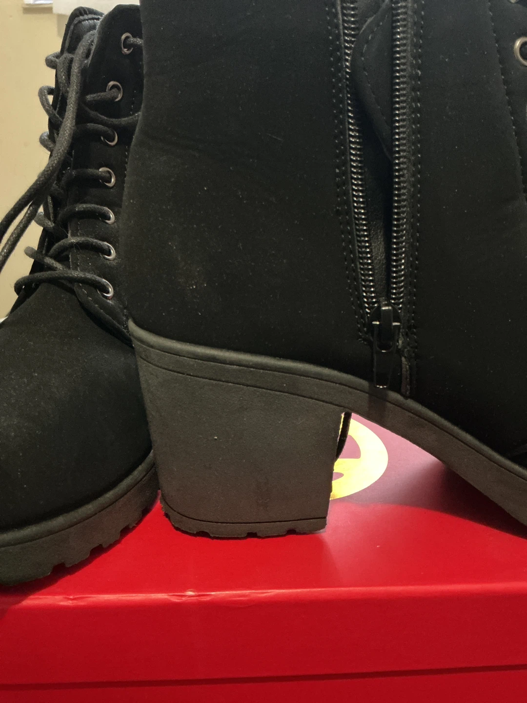 Black Lace-Up Ankle Boots, Size 9 - photo 4