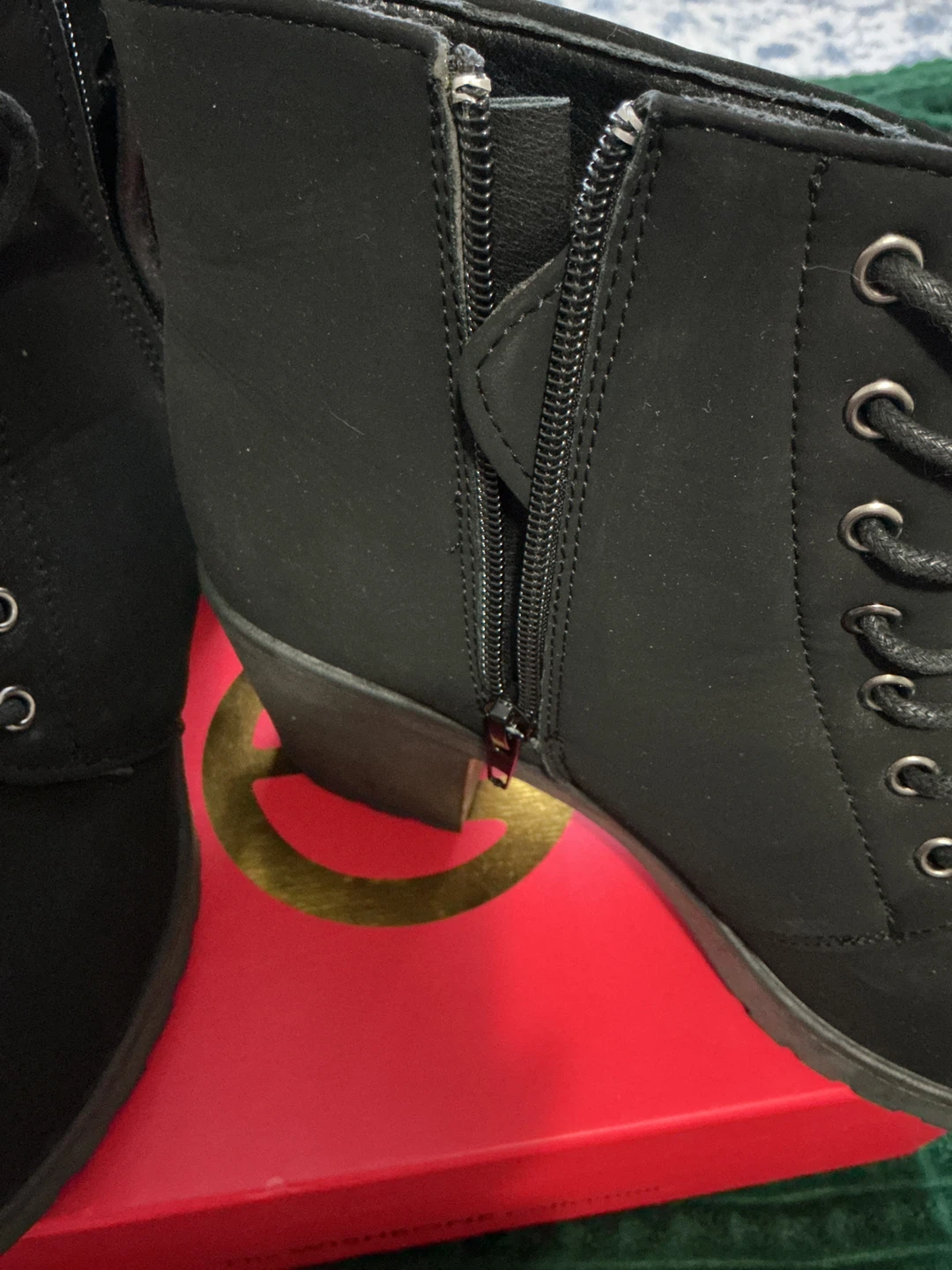 Black Lace-Up Ankle Boots, Size 9 - photo 3