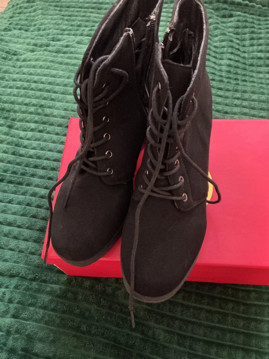 Black Lace-Up Ankle Boots, Size 9 - photo 2