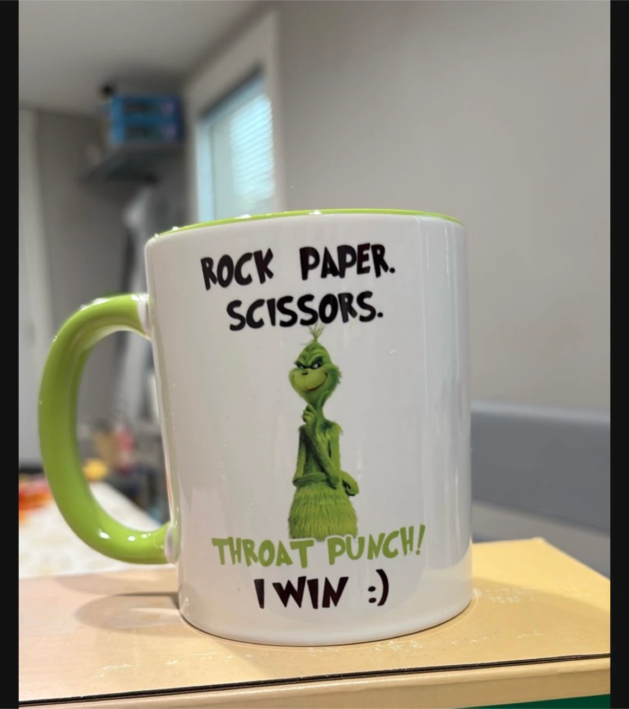 Grinch Rock Paper Scissors Mug