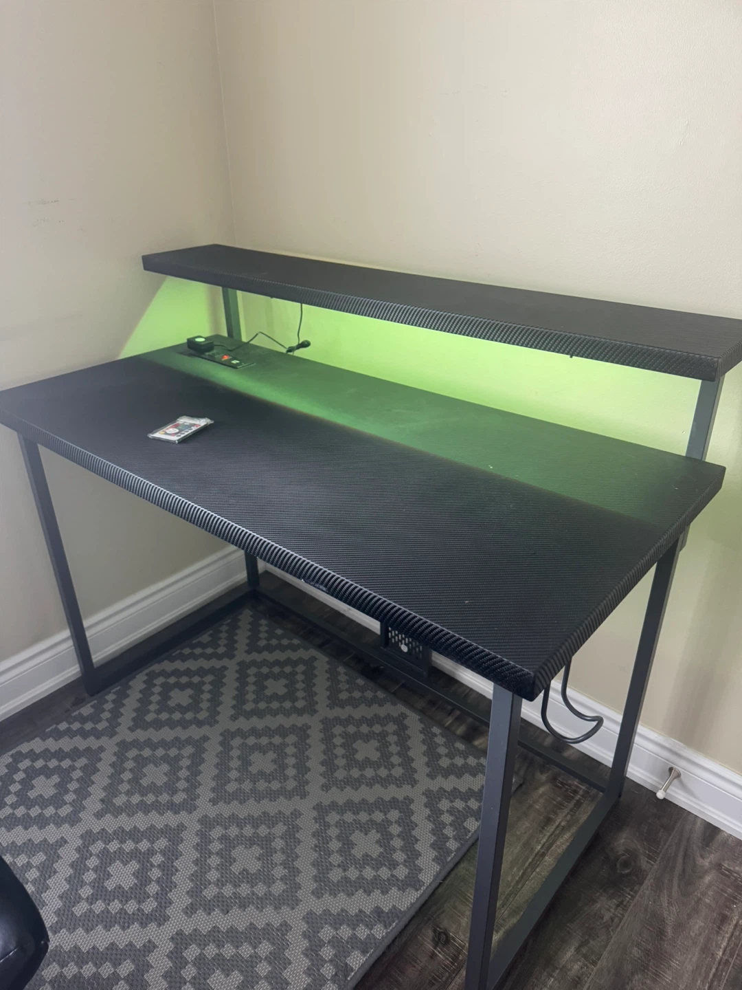 Black Gaming Desk with Shelf - photo 2