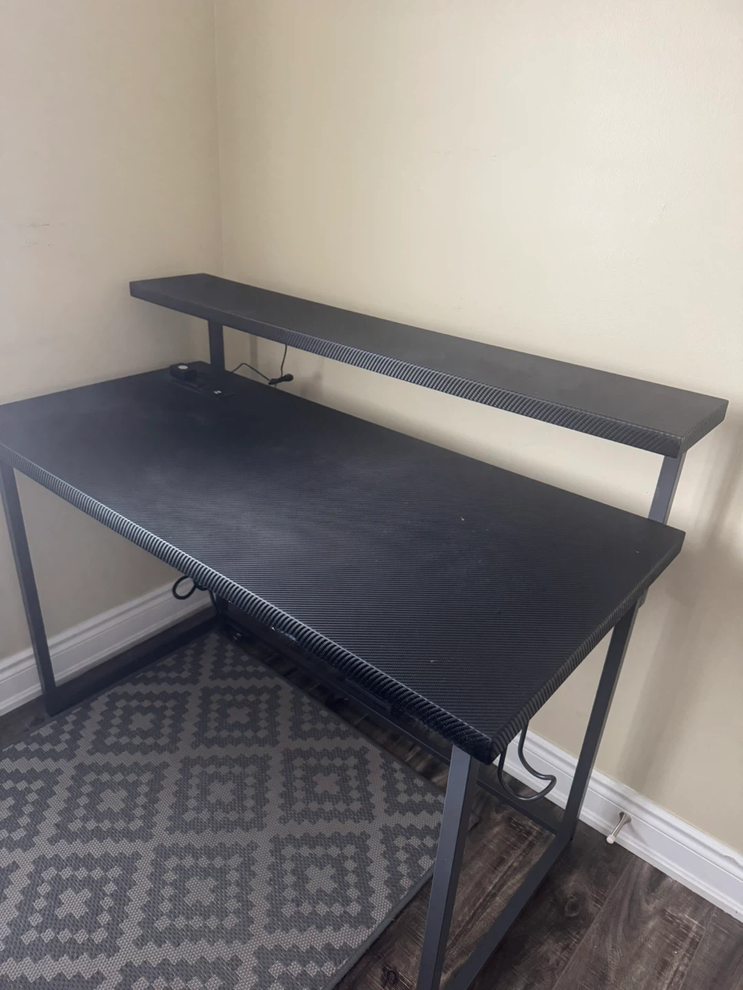 Black Gaming Desk with Shelf - photo 4