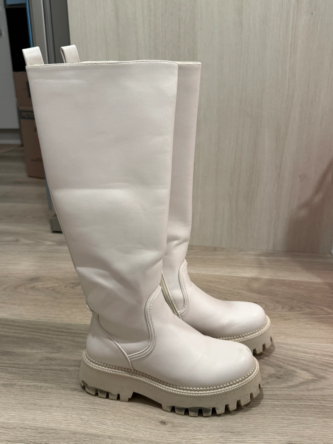 White Knee High Platform Boots - photo 3