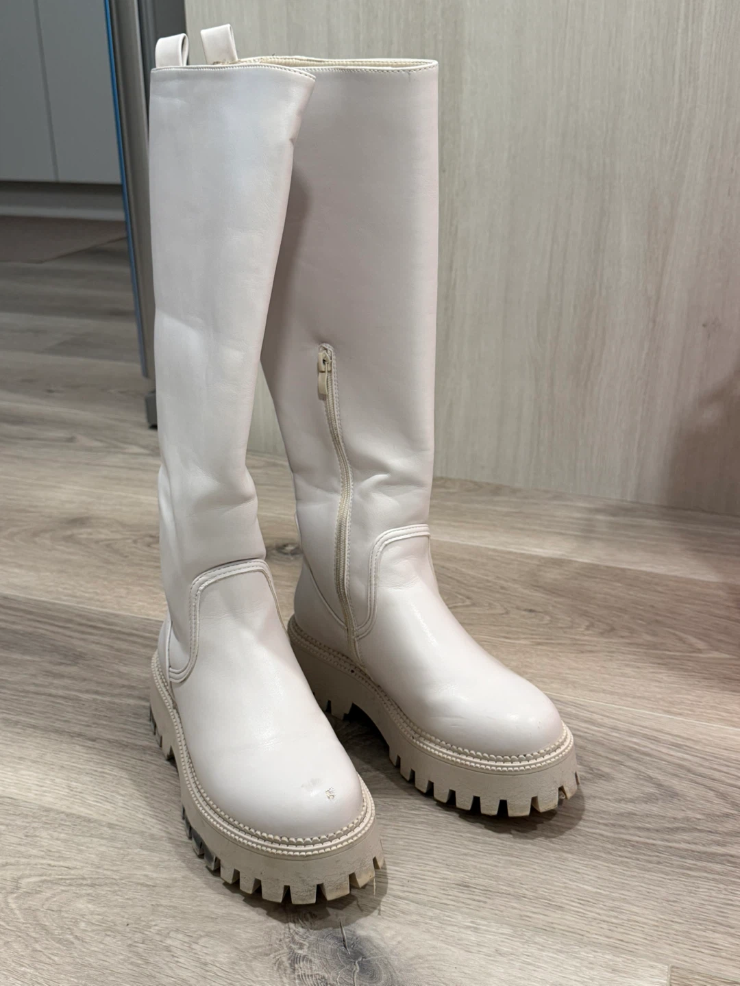 White Knee High Platform Boots