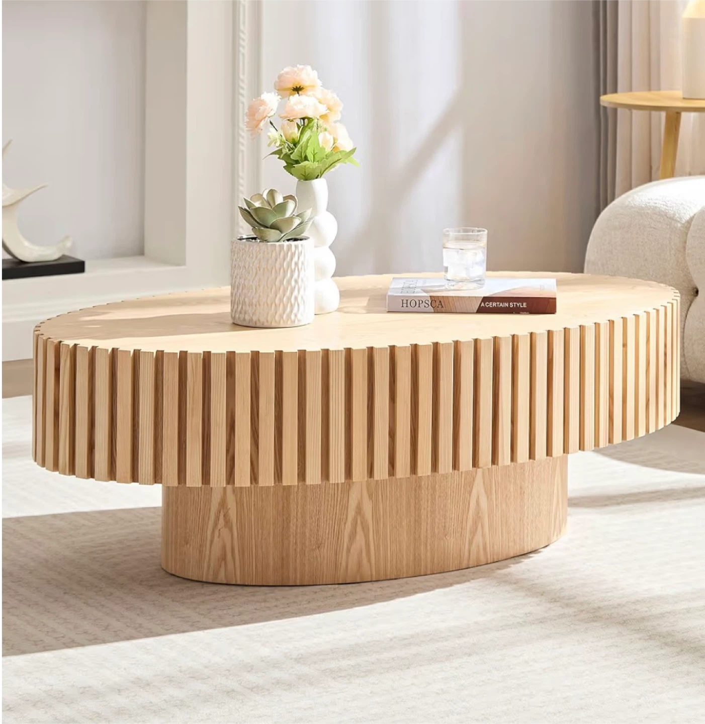 New Oval Coffee Table with Storage 47.2"x23.6"
